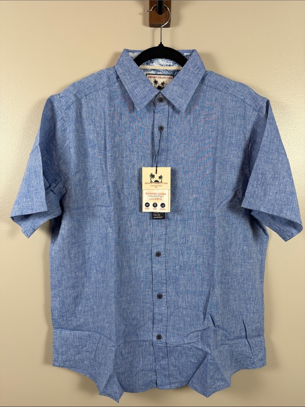Report Collection Short-Sleeve Button-Down Linen / Cotton Shirt - Blue Chambray